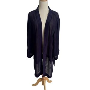 Citron Santa Monica Purple 100% Silk Sheer Kimono Cardigan Plus Size 1X